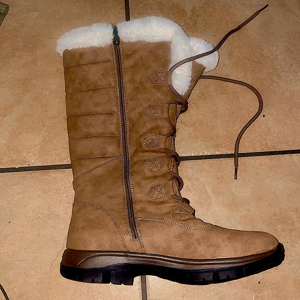 Faux fur leather boots